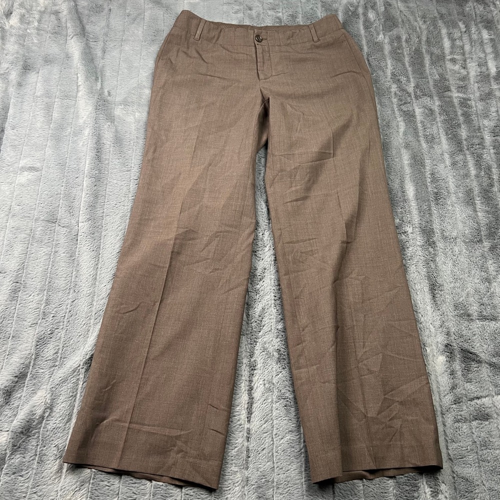 Banana Republic Brown Wool Blend Wide Leg Dress Pants Contoured Fit 4P Petite